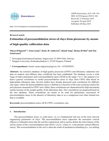 Más sobre Influencia de las Condiciones de Esfuerzo en la Resistencia al Corte del Piezocono - Resultados de una Prueba Modelo