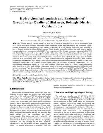 Más sobre Análisis Hidroquímico y Evaluación de la Calidad del Agua Subterránea en el Área de Hial, Distrito de Bolangir, Odisha