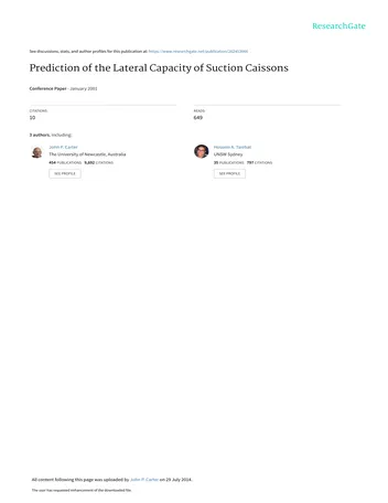 Más sobre Predicción de la Capacidad Lateral de Cajones de Succión