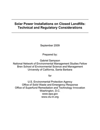 Más sobre Instalaciones de Energía Solar en Vertederos Cerrados